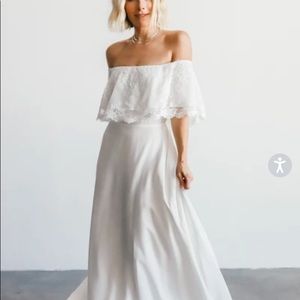 BALTIC BORN Gloria lace chiffon white maxi dress